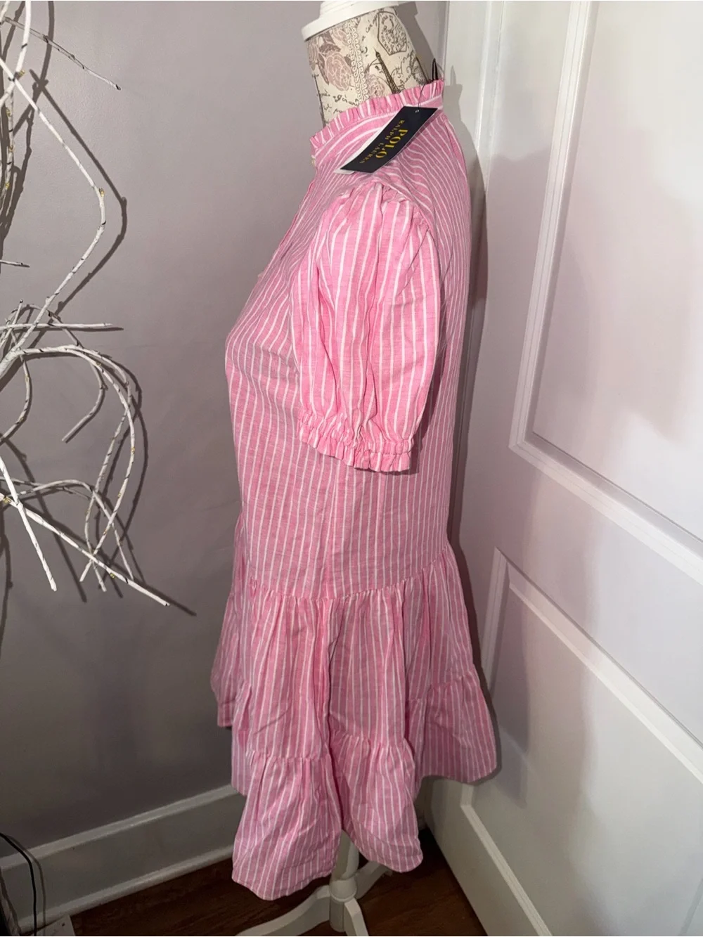 Polo Ralph Lauren Striped Tiered Linen-Cotton Dress NWT